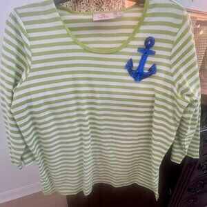 Adorable top with Sparkly Anchor Applique